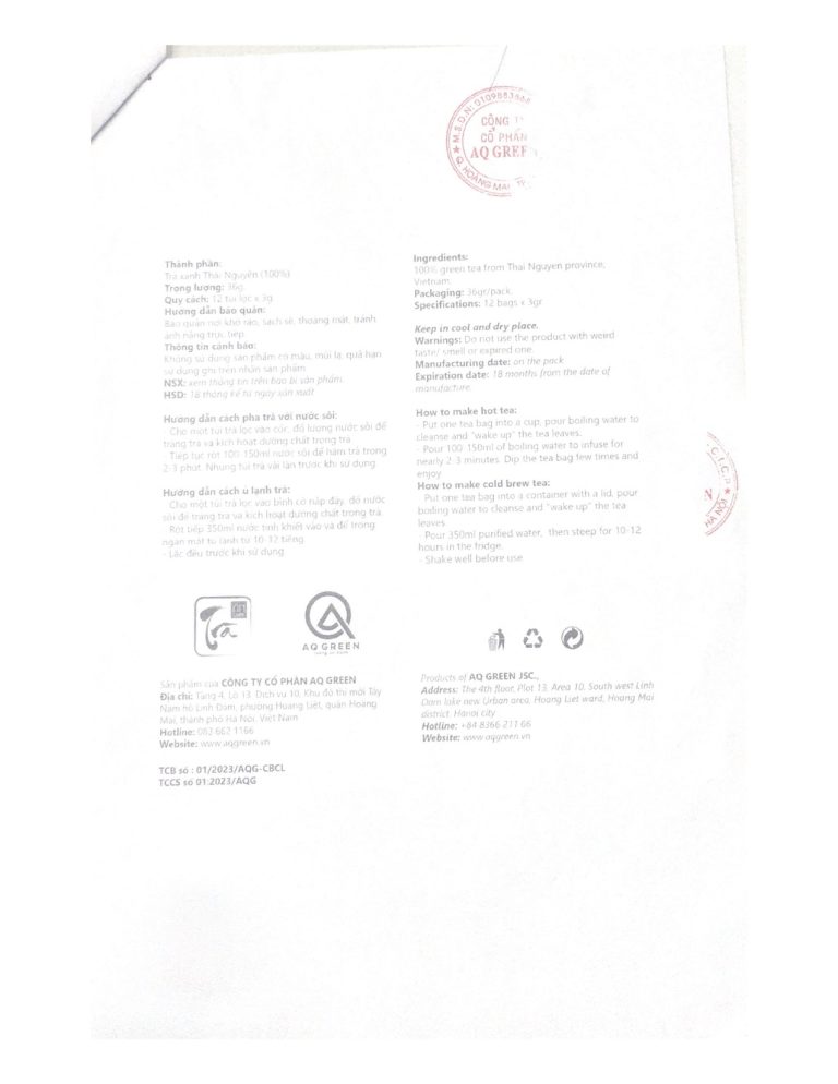 TU CONG BO TRA TUI LOC page 0005 Bản tự công bố sản phẩm của Ân Quang Trà