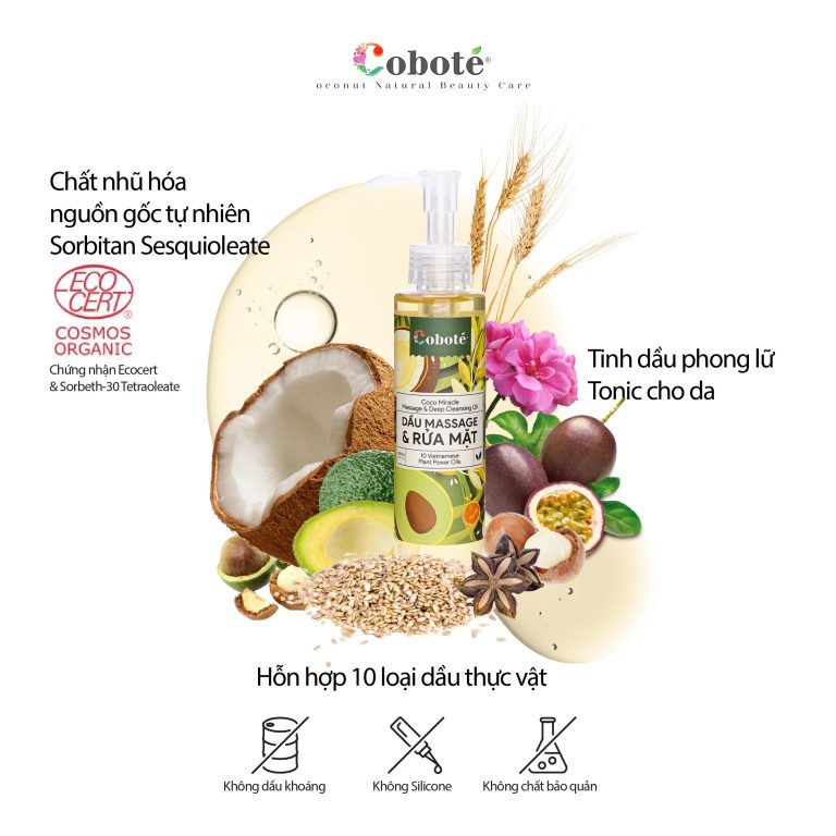 thanh phan 1 Dầu Massage & Rửa Mặt - Coco Miracle Massage & Deep Cleasing Oil